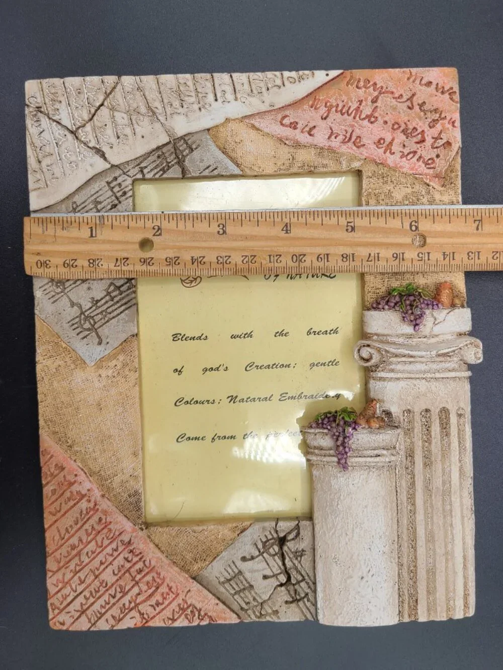 Vtg Wangs International Resin Picture Frame Set 3 Tuscan Column Grapes Music